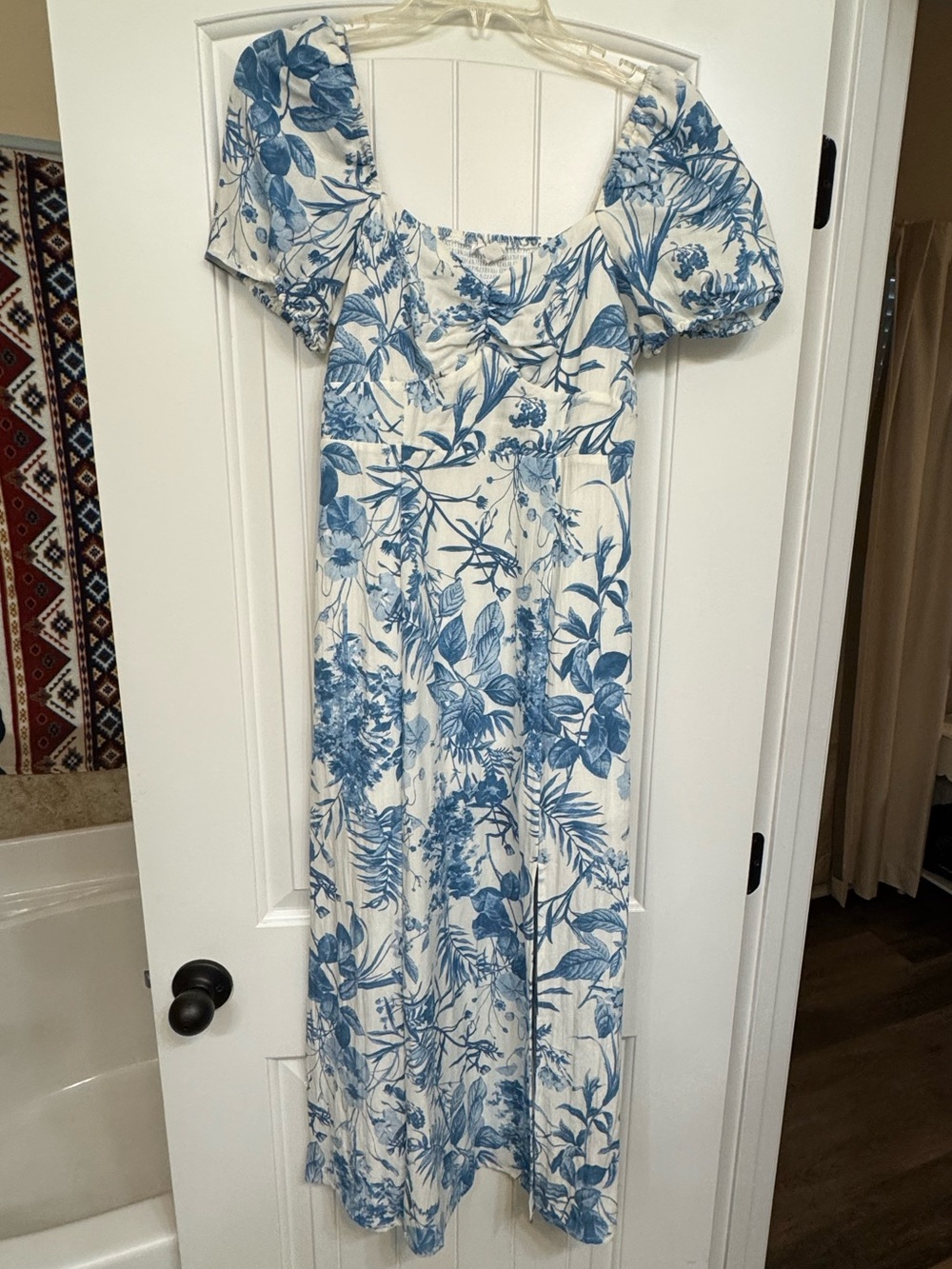 Blue and White Midi Dress